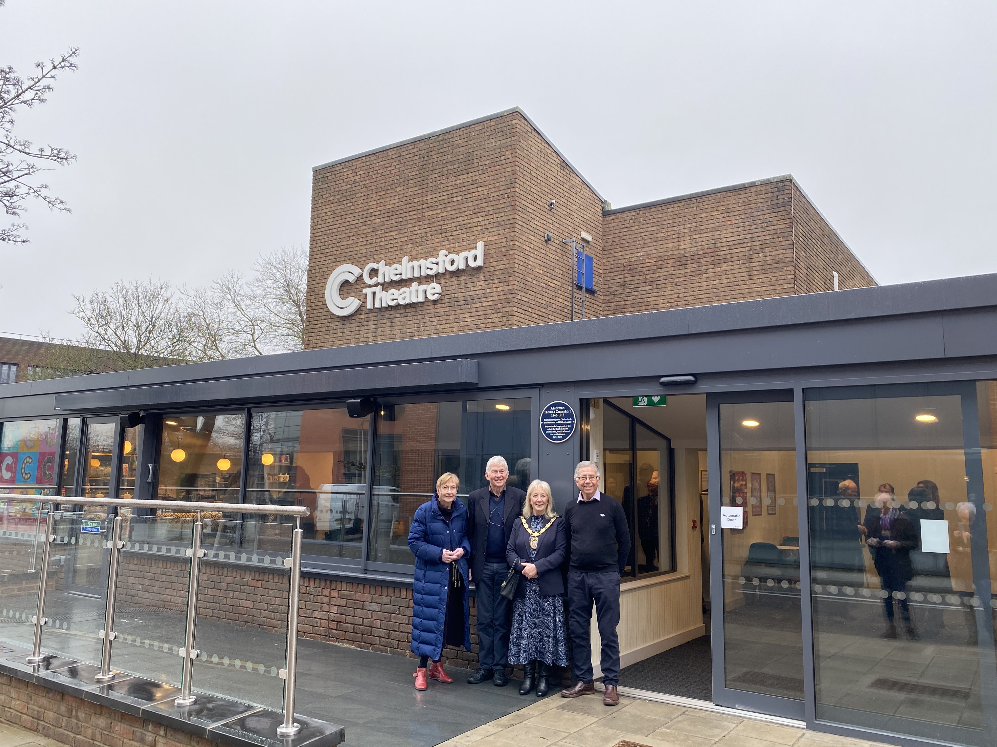 Alderman Cramphorn’s relatives, Anne and Anthony Cramphorn, and Richard Percy, with the Mayor of Chelmsford, Cllr Sue Dobson.